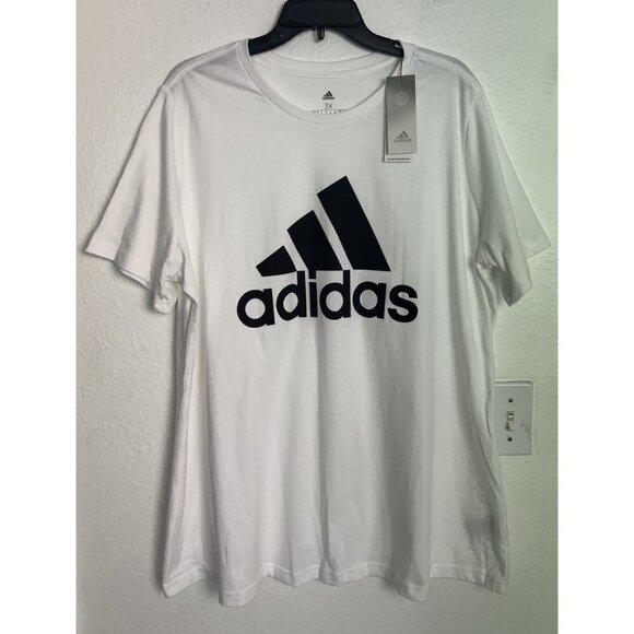 Adidas Womens Regular fit Short Sleeve Logo T-Shirt Shirt White Solid - Picture 2 of 11